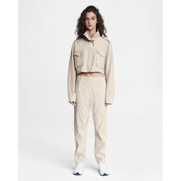 rag & bone Jackets & Blazers - Rag & Bone Cropped Field M65 Jacket Khaki Beige Linen Snaps S NWOT $395